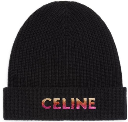 CELINE Black Wool Embroidered Ribbed Beanie 2A07Z666Q-38NO Buy CELINE Black Wool Embroidered Ribbed Beanie 2A07Z666Q-38NO