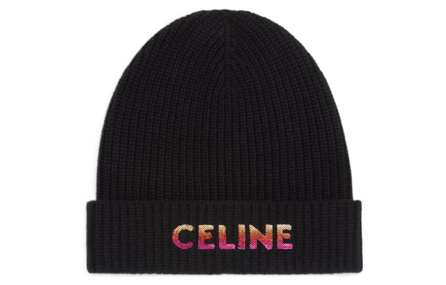 Order CELINE  Black Wool Embroidered Ribbed Beanie 2A07Z666Q-38NO