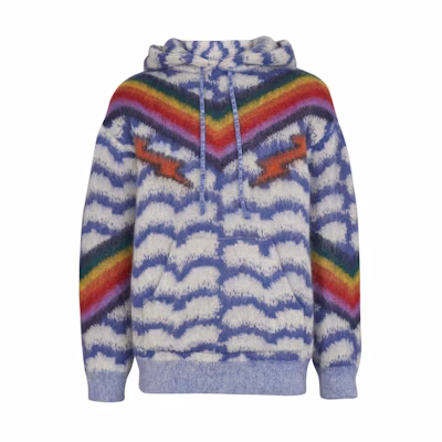 CELINE Blue Color-Block Pullover Drawstring Hoodie. CEL93Z62M-ULMZ