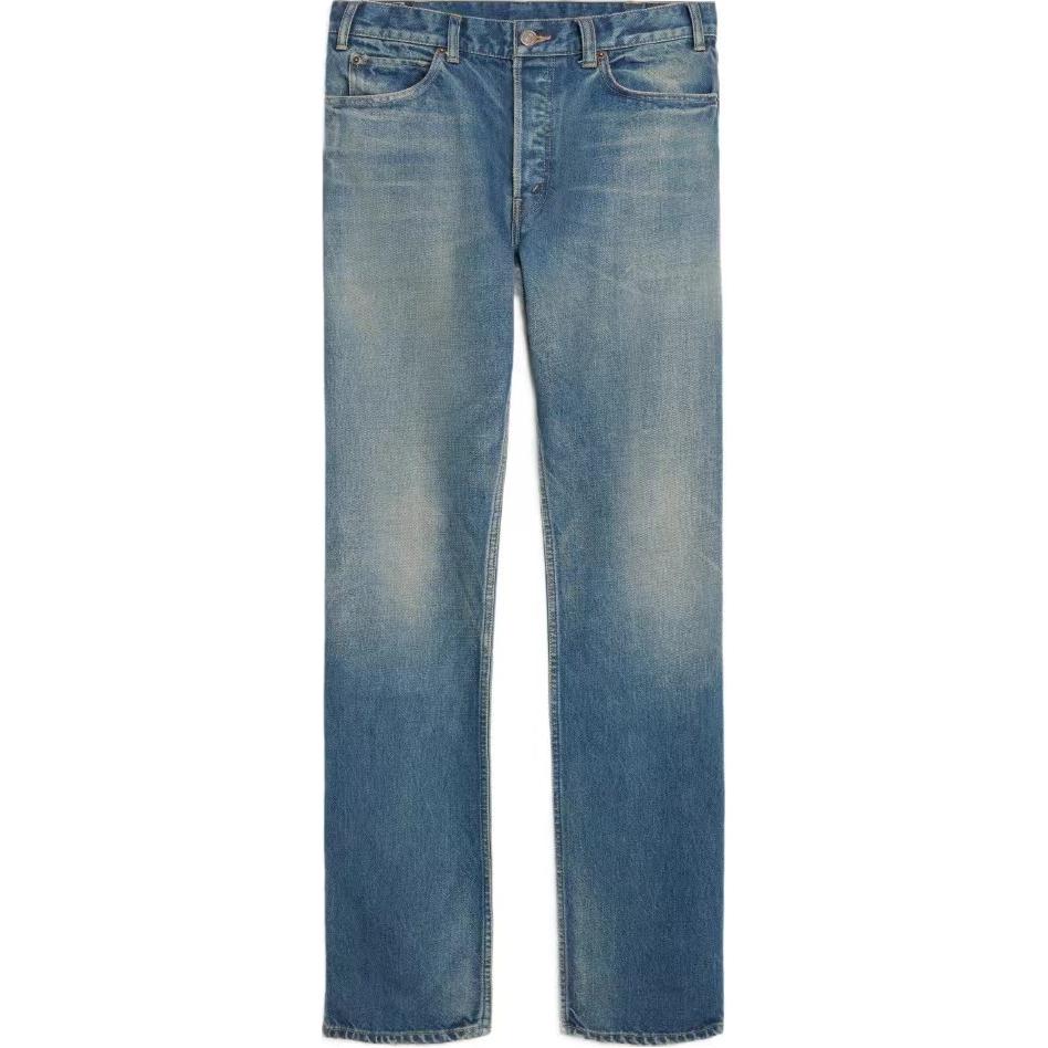 CELINE  Blue Straight-Leg Denim Jeans with Solid Color and Button Closure. 2N574815V-08TI