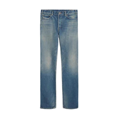 CELINE Blue Straight-Leg Denim Jeans with Solid Color and Button Closure. 2N574815V-08TI