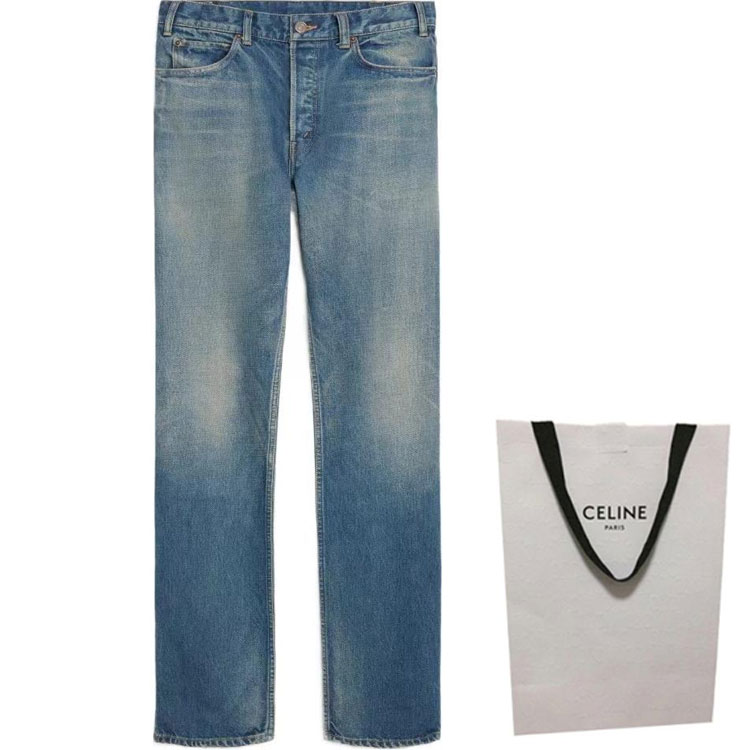 CELINE  Blue Straight-Leg Denim Jeans with Solid Color and Button Closure. 2N574815V-08TI 圖 3