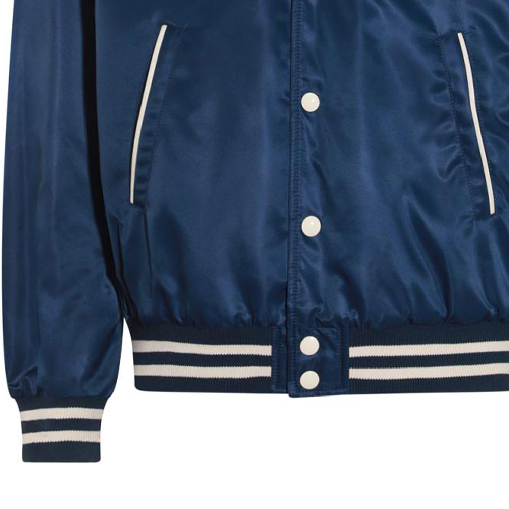 Cheap CELINE Jaket Hoodie Biru Striped dengan Cetak Huruf dan Kancing. 2W15A227R-07MR