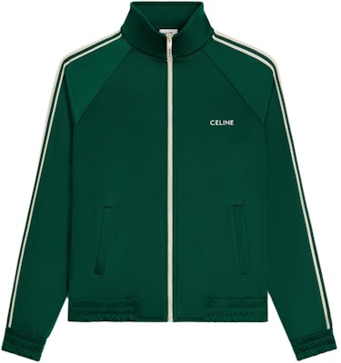 CELINE 瓶綠色條紋拉鍊Logo印花休閒外套. 2Y99E859W-55VZ Order CELINE 瓶綠色條紋拉鍊Logo印花休閒外套. 2Y99E859W-55VZ