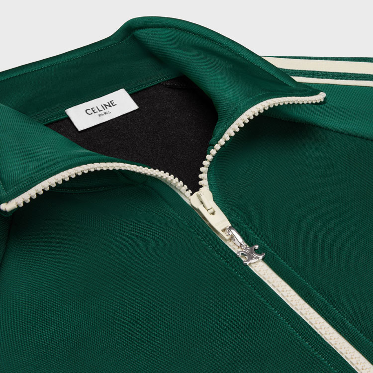 Details for CELINE 瓶綠色條紋拉鍊Logo印花休閒外套. 2Y99E859W-55VZ