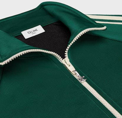 CELINE 瓶綠色條紋拉鍊Logo印花休閒外套. 2Y99E859W-55VZ Details for CELINE 瓶綠色條紋拉鍊Logo印花休閒外套. 2Y99E859W-55VZ