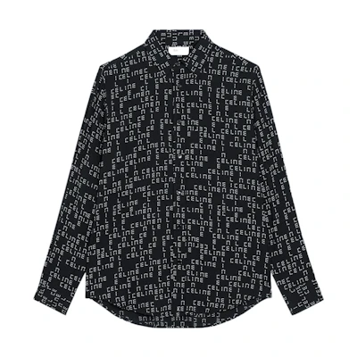 CELINE Boy Doll Digital Print Black Long Sleeve Slim Fit Shirt. 2C813977N-38CE