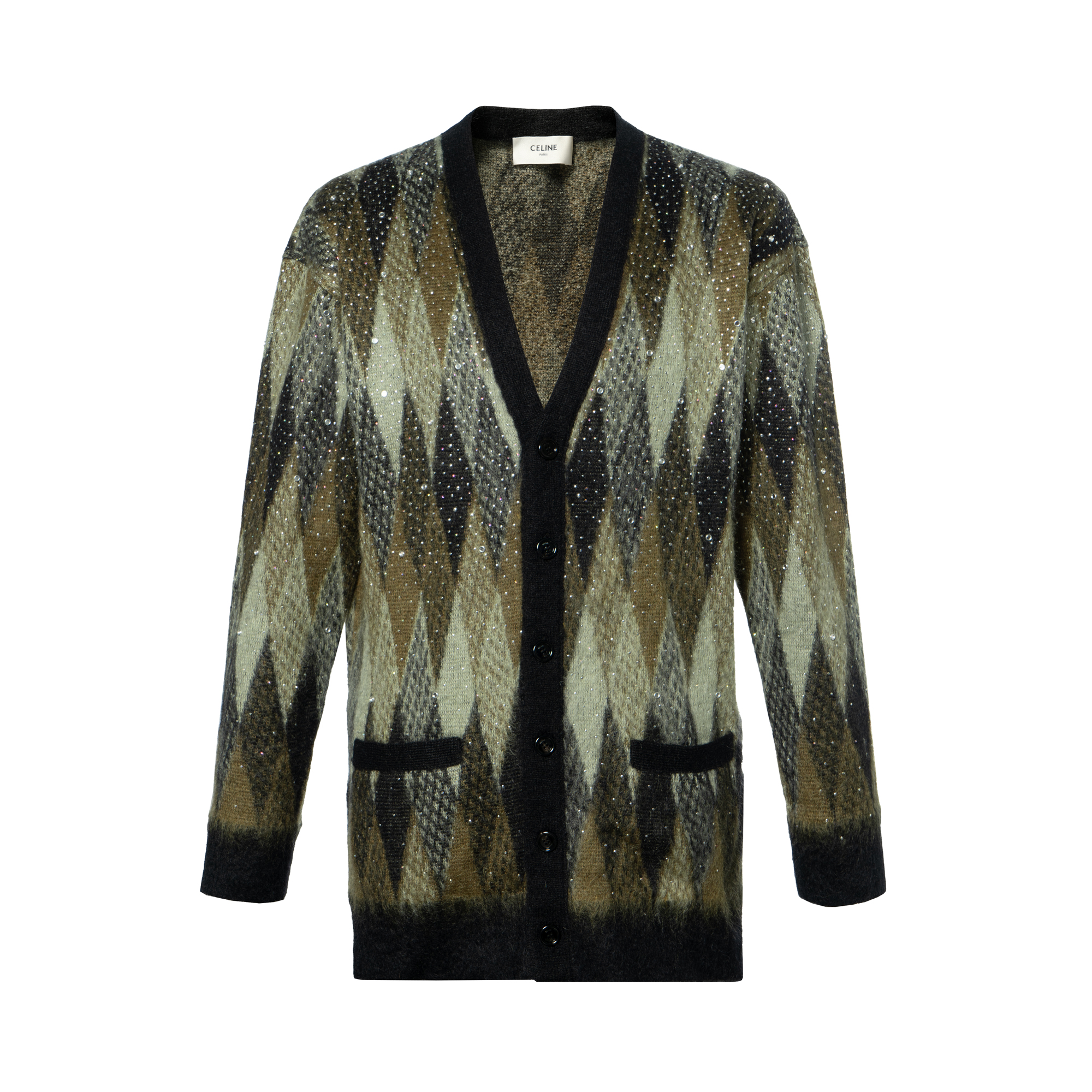 CELINE  Boy Doll FW22 Sequin Embroidered Knit Cardigan Sweater Green 2AA48606S-30GR