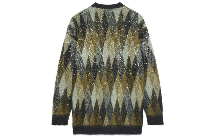 Lookbook セリーヌ ボーイドール FW22 スパンコール刺繍ニットカーディガン グリーン 2AA48606S-30GR