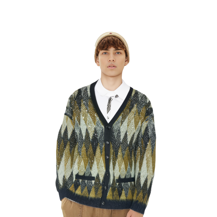 Shop セリーヌ ボーイドール FW22 スパンコール刺繍ニットカーディガン グリーン 2AA48606S-30GR