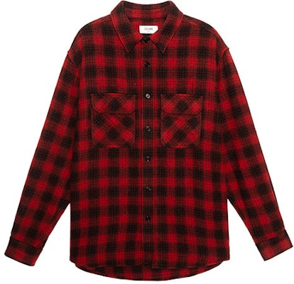 CELINE Boy Doll Plaid Button-Up Loose Long-Sleeve Shirt Red 2C574017F-27RB Order CELINE Boy Doll Plaid Button-Up Loose Long-Sleeve Shirt Red 2C574017F-27RB