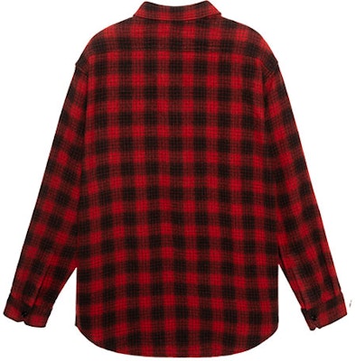 CELINE Boy Doll Plaid Button-Up Loose Long-Sleeve Shirt Red 2C574017F-27RB Lookbook CELINE Boy Doll Plaid Button-Up Loose Long-Sleeve Shirt Red 2C574017F-27RB