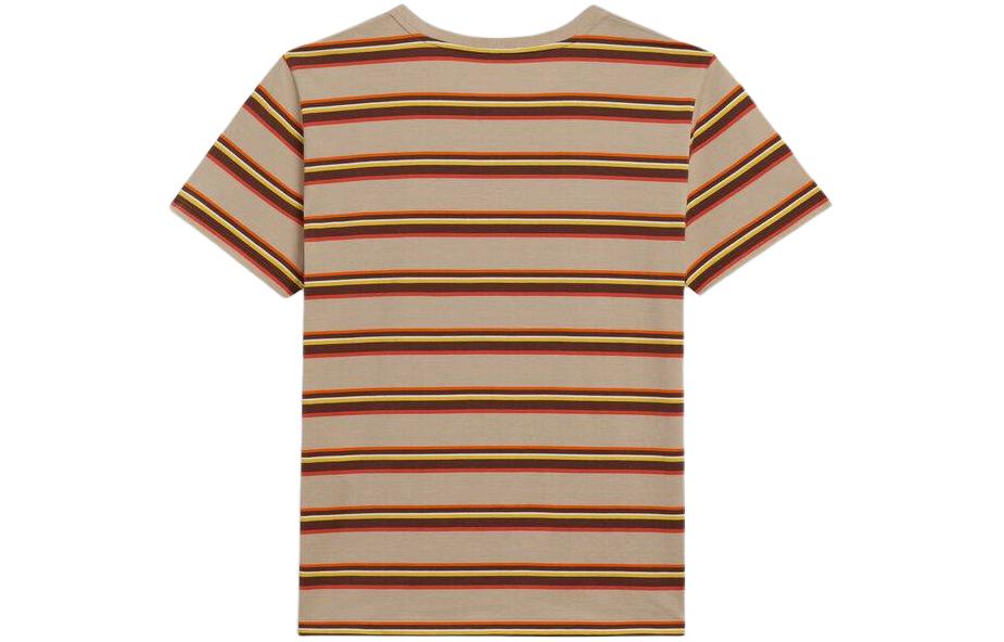 Lookbook Camiseta CELINE Marrón a Rayas con Logo Bordado y Cuello Redondo. 2X392305I-02MD