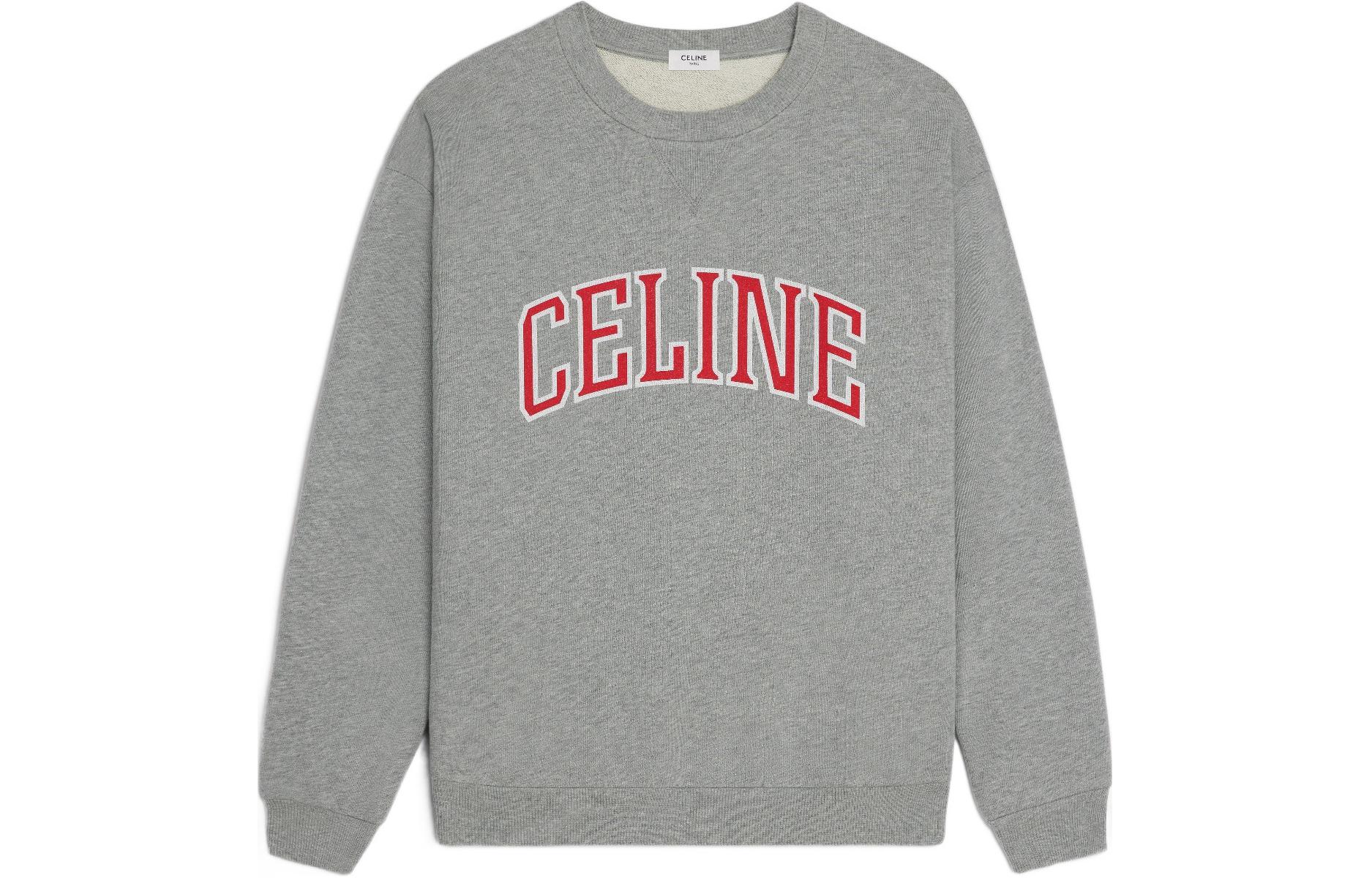 CELINE  Crewneck Sweatshirt with Letter Logo Print Long Sleeves. 2Y74F670Q-09UY