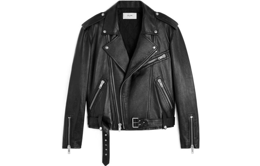 CELINE  Dysfunctional Bauhaus Black Leather Jacket with Belt Decor. 2EE31280D-38NO