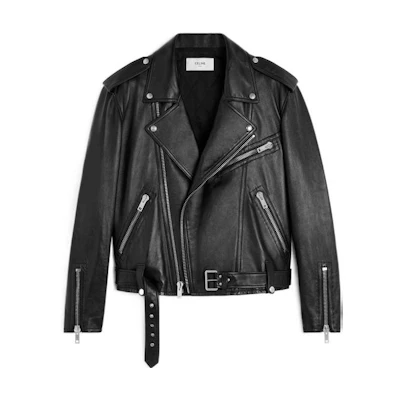 CELINE Dysfunctional Bauhaus Black Leather Jacket with Belt Decor. 2EE31280D-38NO