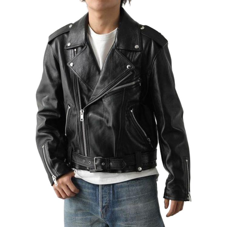 Purchase CELINE  Dysfunctional Bauhaus Black Leather Jacket with Belt Decor. 2EE31280D-38NO