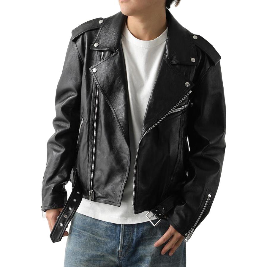 Details for CELINE  Dysfunctional Bauhaus Black Leather Jacket with Belt Decor. 2EE31280D-38NO