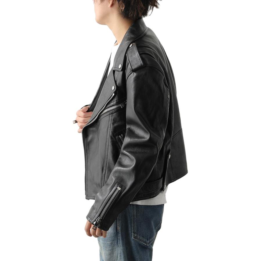 Cheap CELINE  Dysfunctional Bauhaus Black Leather Jacket with Belt Decor. 2EE31280D-38NO