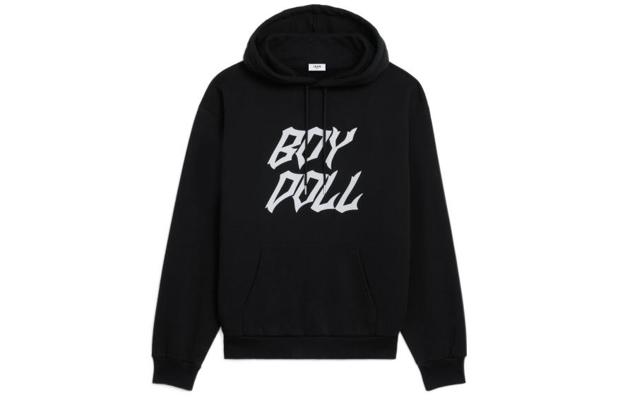 CELINE  FW22 Boy Doll Letter Print Fleece Cotton Hoodie Black. 2Y962670Q-38AW 圖 2