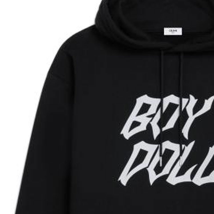 CELINE  FW22 Boy Doll Letter Print Fleece Cotton Hoodie Black. 2Y962670Q-38AW 圖 7