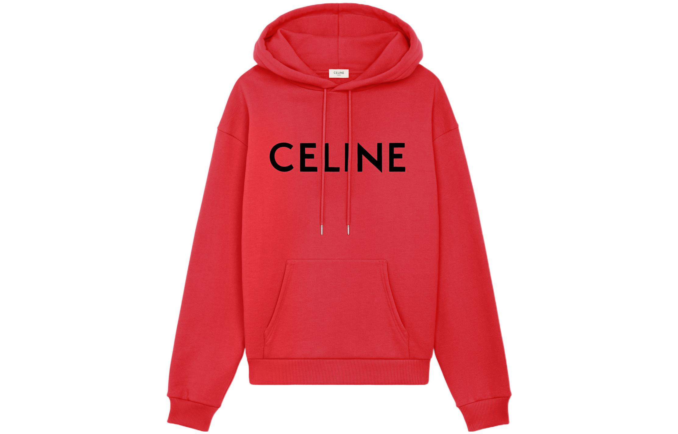 CELINE  FW22 Boy Doll Logo Oversized Fleece Hoodie Red 2Y321670Q-27SM