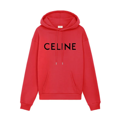 CELINE FW22 Boy Doll Logo Oversized Fleece Hoodie Red 2Y321670Q-27SM