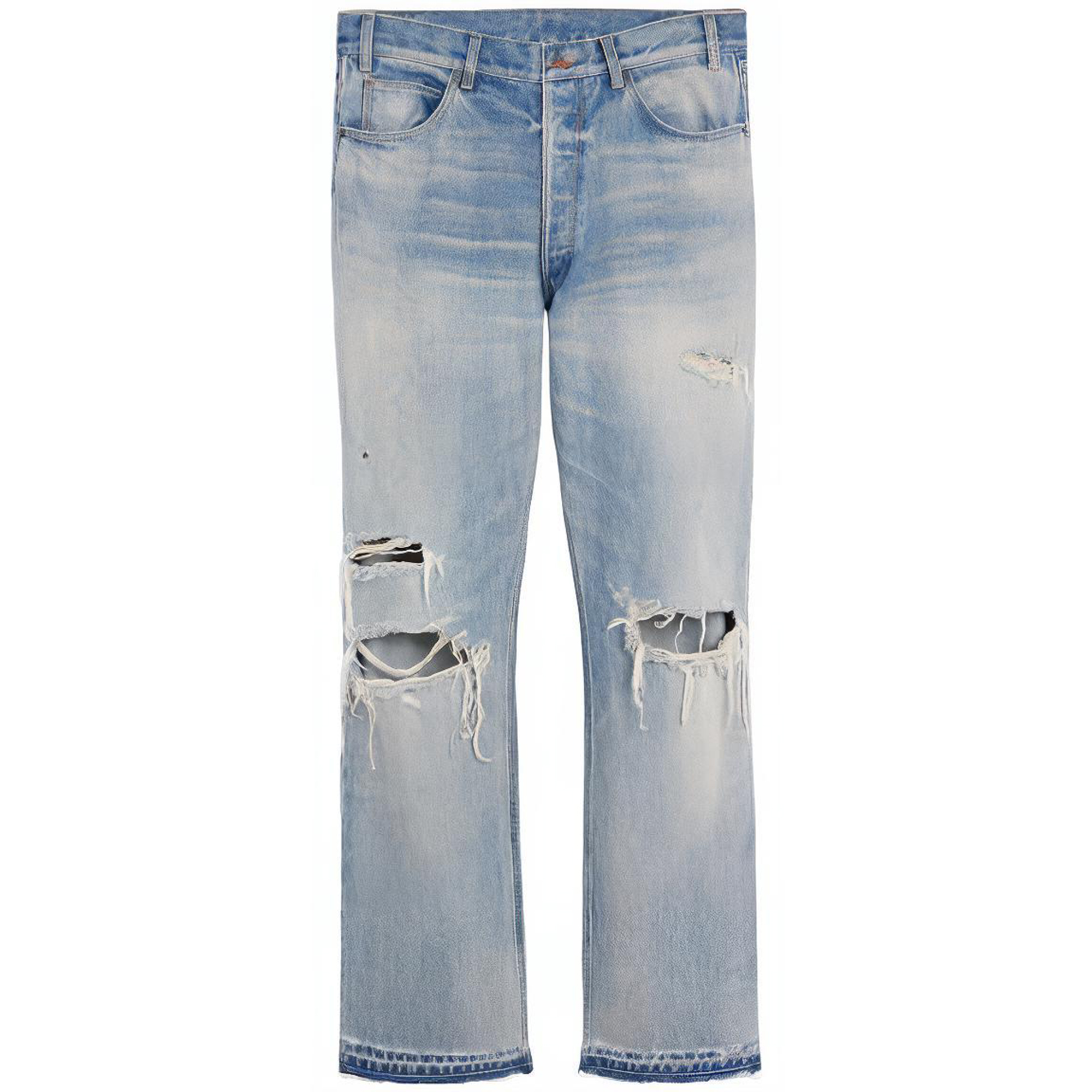 CELINE  FW22 Distressed Pocket Straight Leg Jeans Blue 2N833033S-08WT