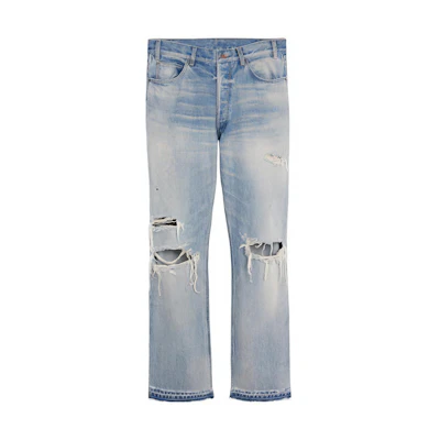 CELINE FW22 Distressed Pocket Straight Leg Jeans Blue 2N833033S-08WT