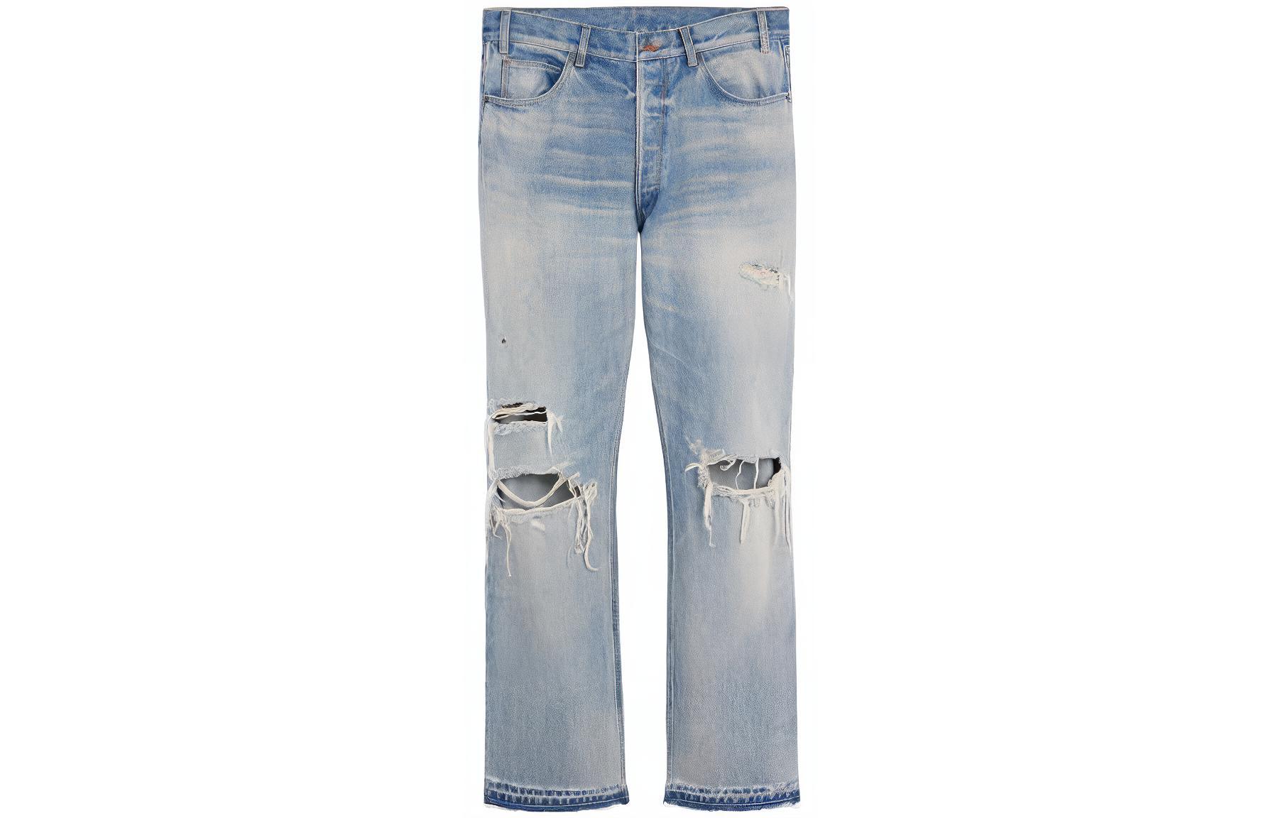 Order CELINE FW22 Jeans Biru Poket Lurus Distressed 2N833033S-08WT