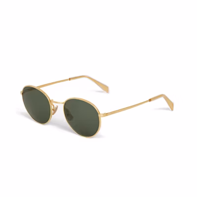 CELINE Gold Round Metal Frame Sunglasses with Logo on Temples CONF-4S100CMEB-35SG