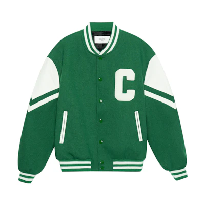 CELINE Green Letter Patch Baseball Jacket. 2V58N896C-30GG