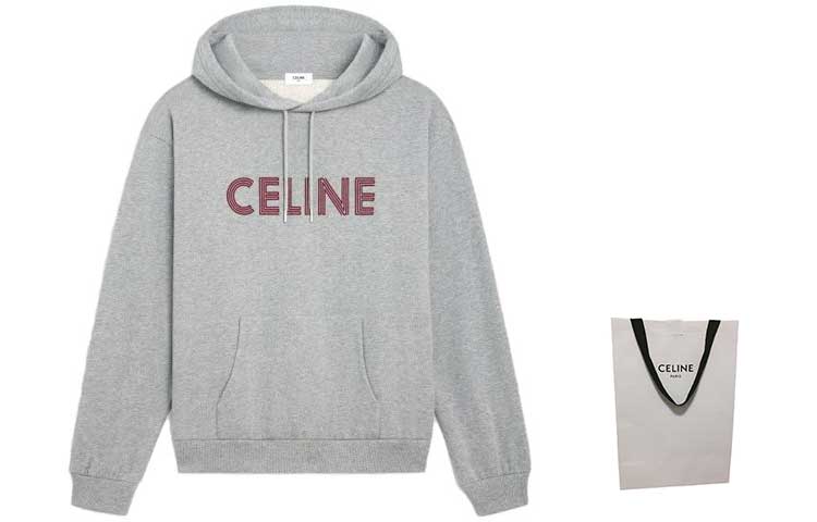 Lookbook 셀린 그레이 레터 프린트 풀오버 스웻셔츠. 2Y65D670Q-09BA