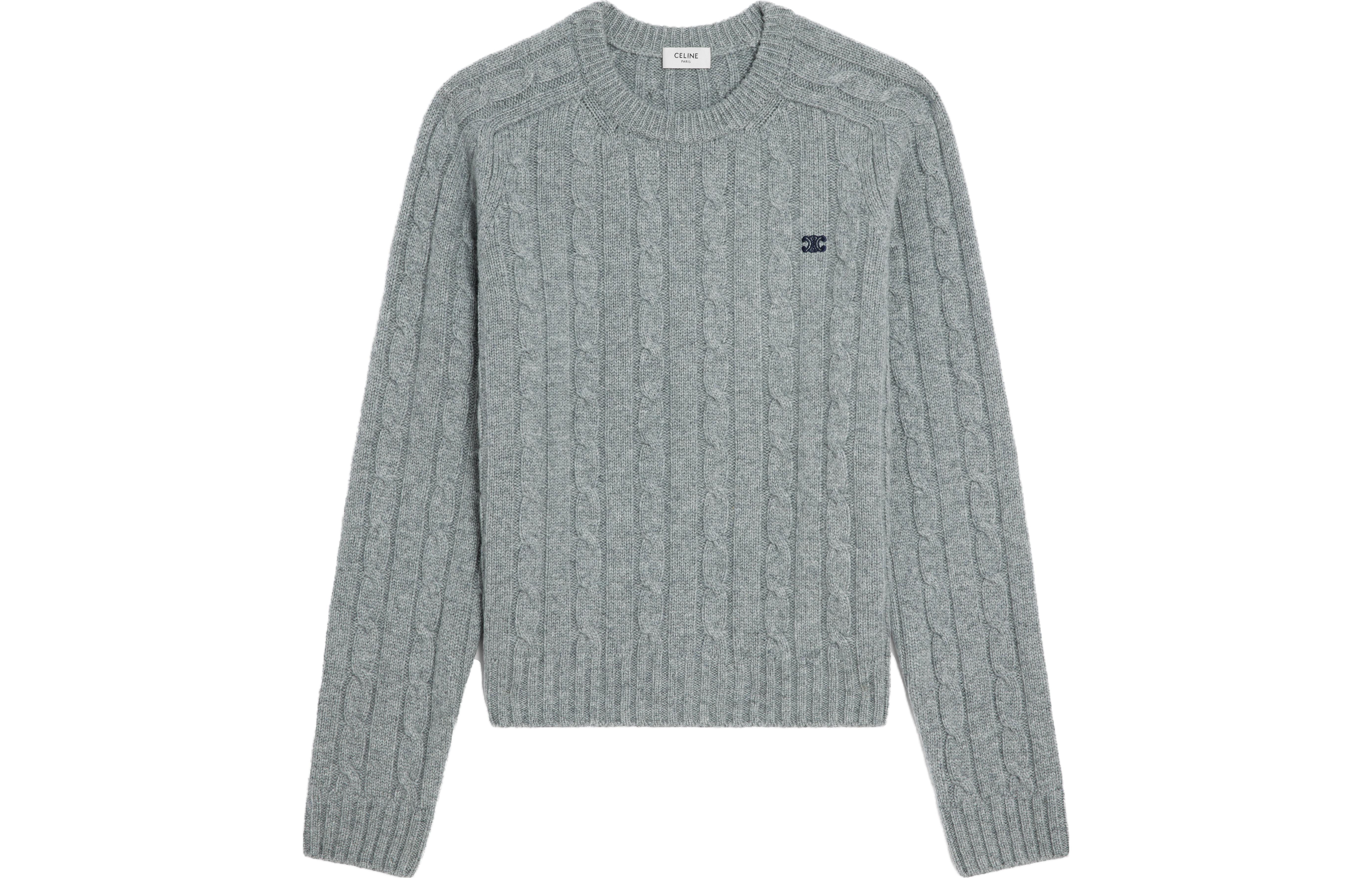 CELINE  Grey Round-Neck Embroidered Casual Sweater Long Sleeve 2AD4G362W-09GR