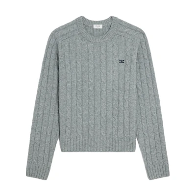 CELINE Grey Round-Neck Embroidered Casual Sweater Long Sleeve 2AD4G362W-09GR