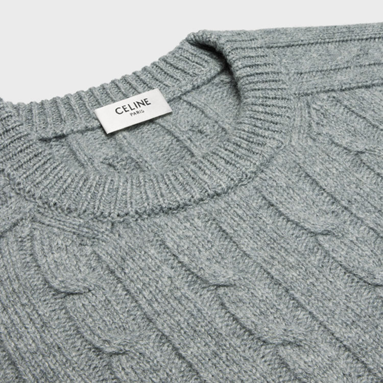 Shop セリーヌ グレー 丸首 刺繍入り カジュアル 長袖セーター 2AD4G362W-09GR