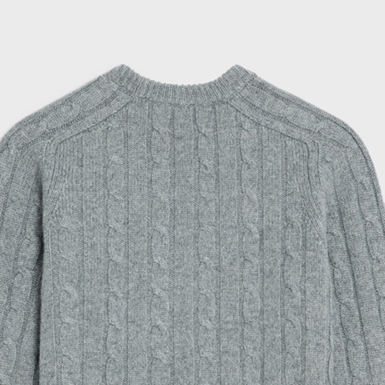 Details for セリーヌ グレー 丸首 刺繍入り カジュアル 長袖セーター 2AD4G362W-09GR