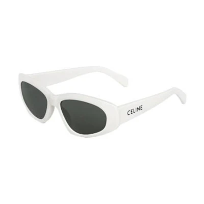 CELINE Irregular Acetate White Sunglasses with Logo Temple. 4S279CPLB01BC