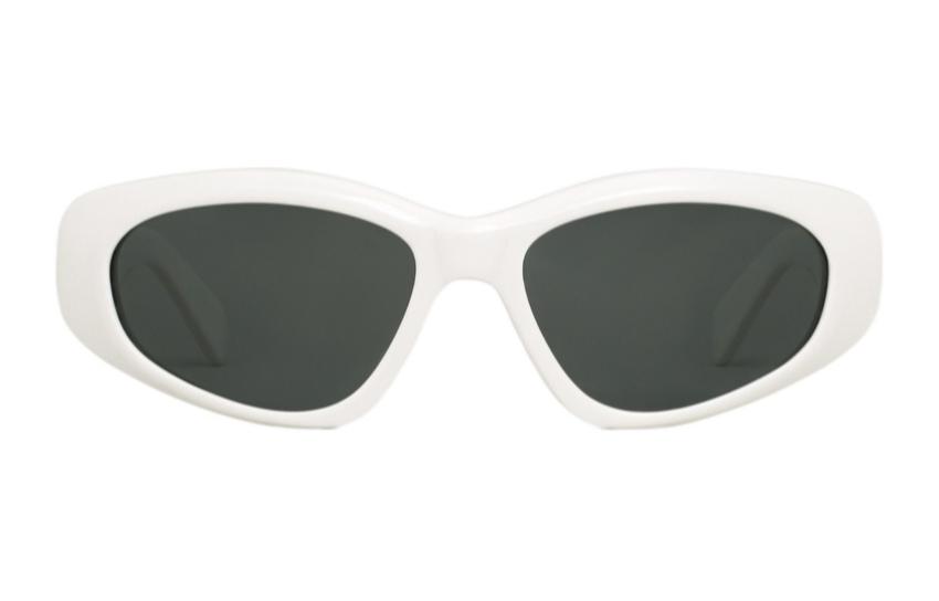 Lookbook CELINE Cermin Mata Putih Acetate Tidak Sekata dengan Logo Temple. 4S279CPLB01BC