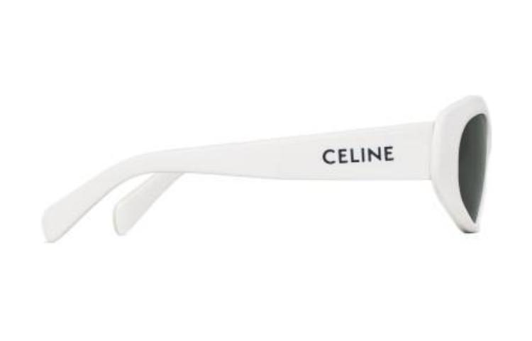 Shop CELINE Cermin Mata Putih Acetate Tidak Sekata dengan Logo Temple. 4S279CPLB01BC