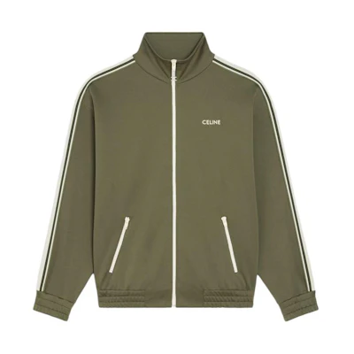 CELINE Khaki Letter Embroidered Logo Zip Jacket. 2Y490121O-02KK