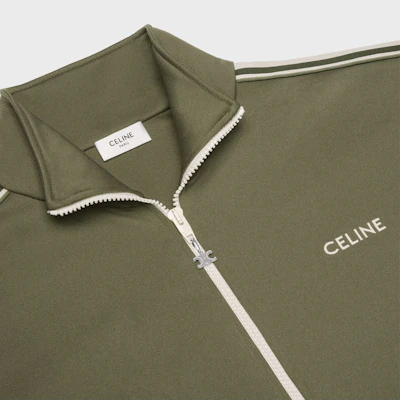 CELINE Khaki Letter Embroidered Logo Zip Jacket. 2Y490121O-02KK Shop CELINE Khaki Letter Embroidered Logo Zip Jacket. 2Y490121O-02KK