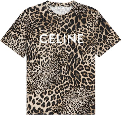 CELINE Kaos Coklat Motif Leopard Leher Bulat Gaya Kasual. 2X681311W-19LW Order CELINE Kaos Coklat Motif Leopard Leher Bulat Gaya Kasual. 2X681311W-19LW