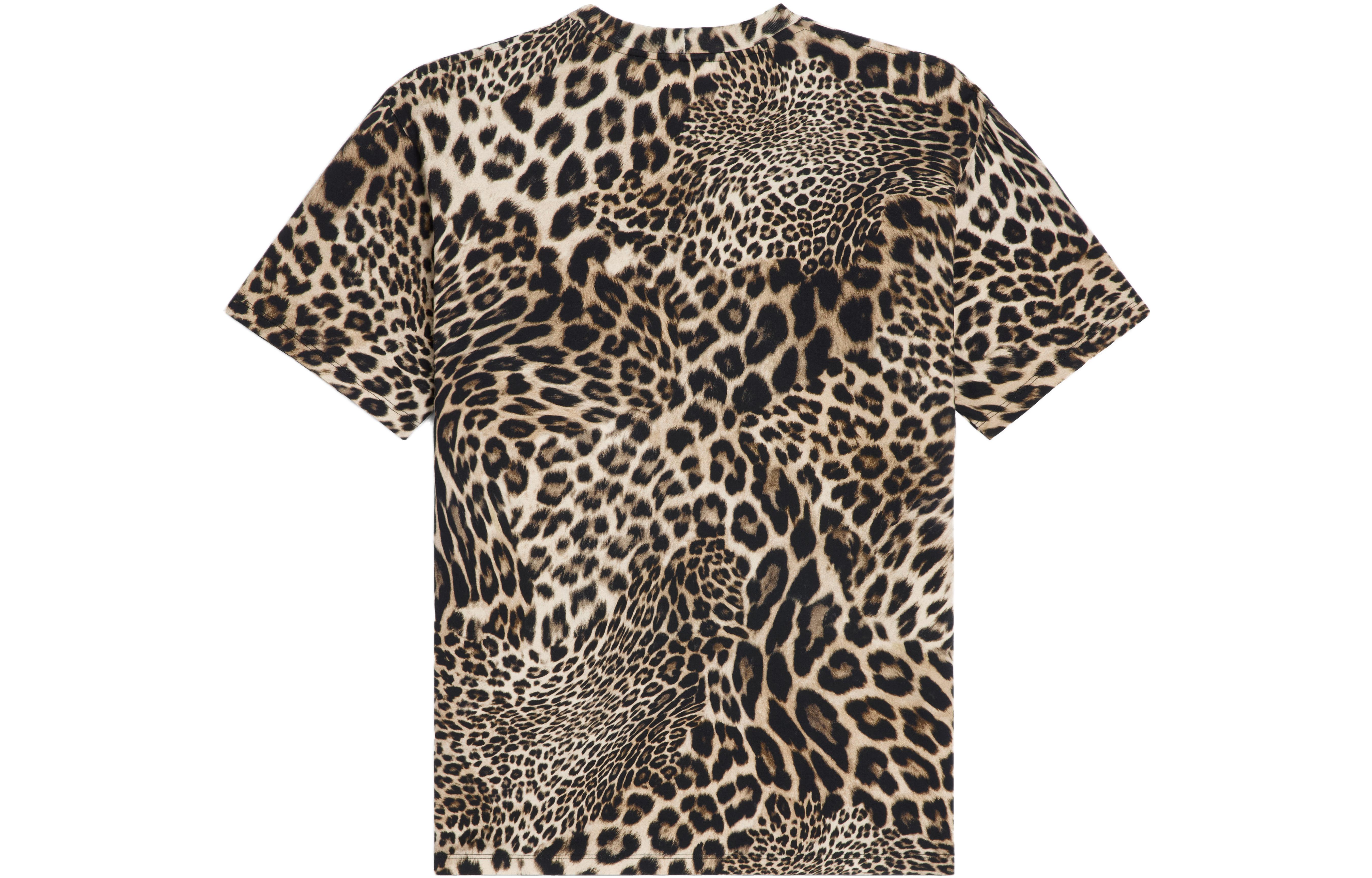 Lookbook CELINE Kaos Coklat Motif Leopard Leher Bulat Gaya Kasual. 2X681311W-19LW