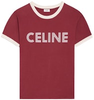 CELINE Letter Print Crewneck T-Shirt Wine Red. 2X49I671Q-28RF CELINE Letter Print Crewneck T-Shirt Wine Red. 2X49I671Q-28RF