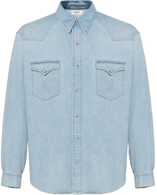 CELINE Light Blue Solid Color Long Sleeve Button-Up Shirt. 2T303361U08YK Buy CELINE Light Blue Solid Color Long Sleeve Button-Up Shirt. 2T303361U08YK