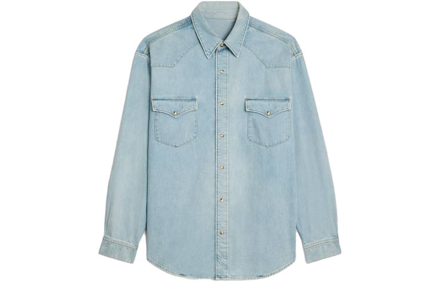 Order CELINE  Light Blue Solid Color Long Sleeve Button-Up Shirt. 2T303361U08YK