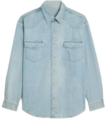 CELINE Light Blue Solid Color Long Sleeve Button-Up Shirt. 2T303361U08YK Order CELINE Light Blue Solid Color Long Sleeve Button-Up Shirt. 2T303361U08YK