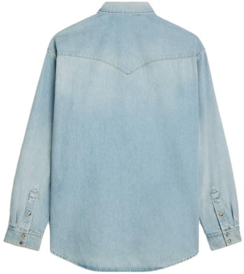 CELINE Light Blue Solid Color Long Sleeve Button-Up Shirt. 2T303361U08YK Lookbook CELINE Light Blue Solid Color Long Sleeve Button-Up Shirt. 2T303361U08YK