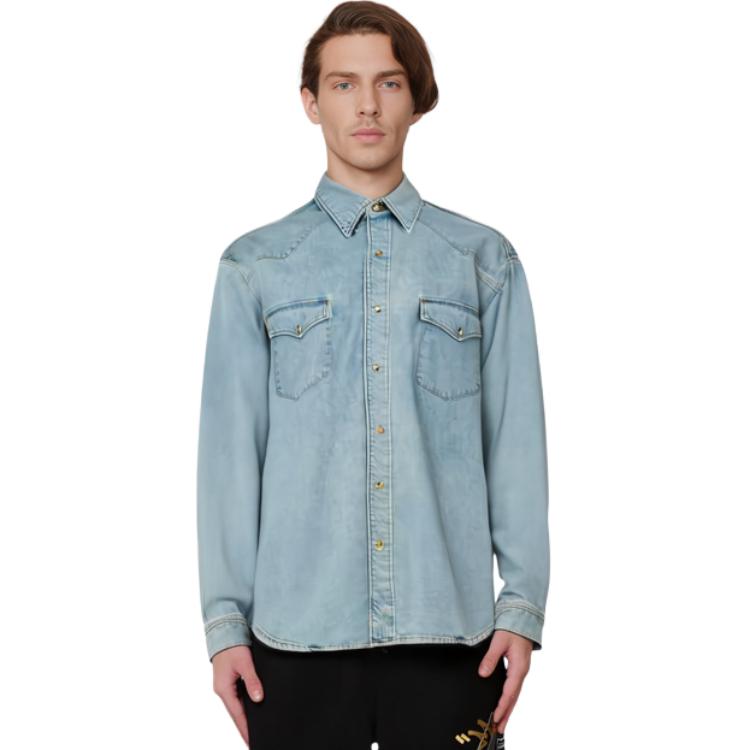 Purchase CELINE  Light Blue Solid Color Long Sleeve Button-Up Shirt. 2T303361U08YK